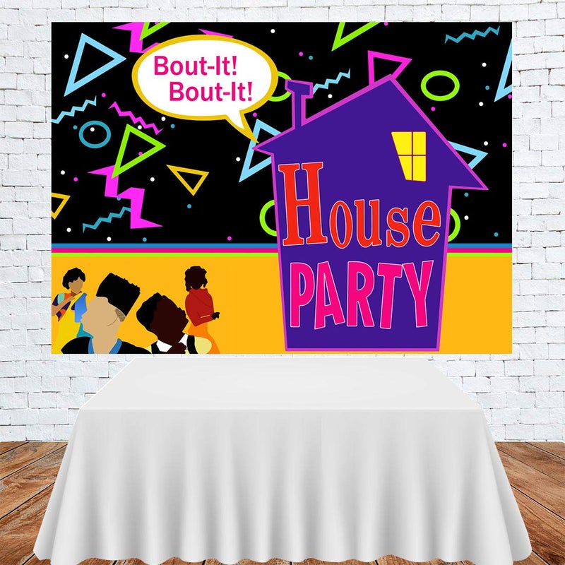 LoveInM 90s House Family Party Photo Backdrop Bounce House Theme Birthday Background Party Decorations Throwback Party Decorations Photo Booth Props - Image 3